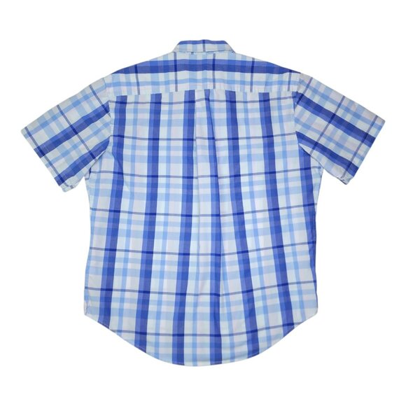 U.S. Polo Assn. Mens Blue Plaid Short Sleeve Button-Up Shirt XL Cotton Polyester - Picture 3 of 8